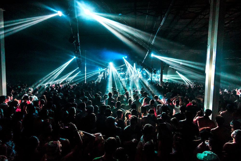 Festival stage with laser lights